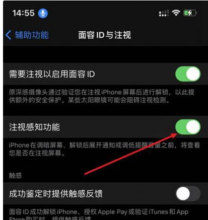 中江苹果14维修网点分享iPhone14注视感知功能有什么用 